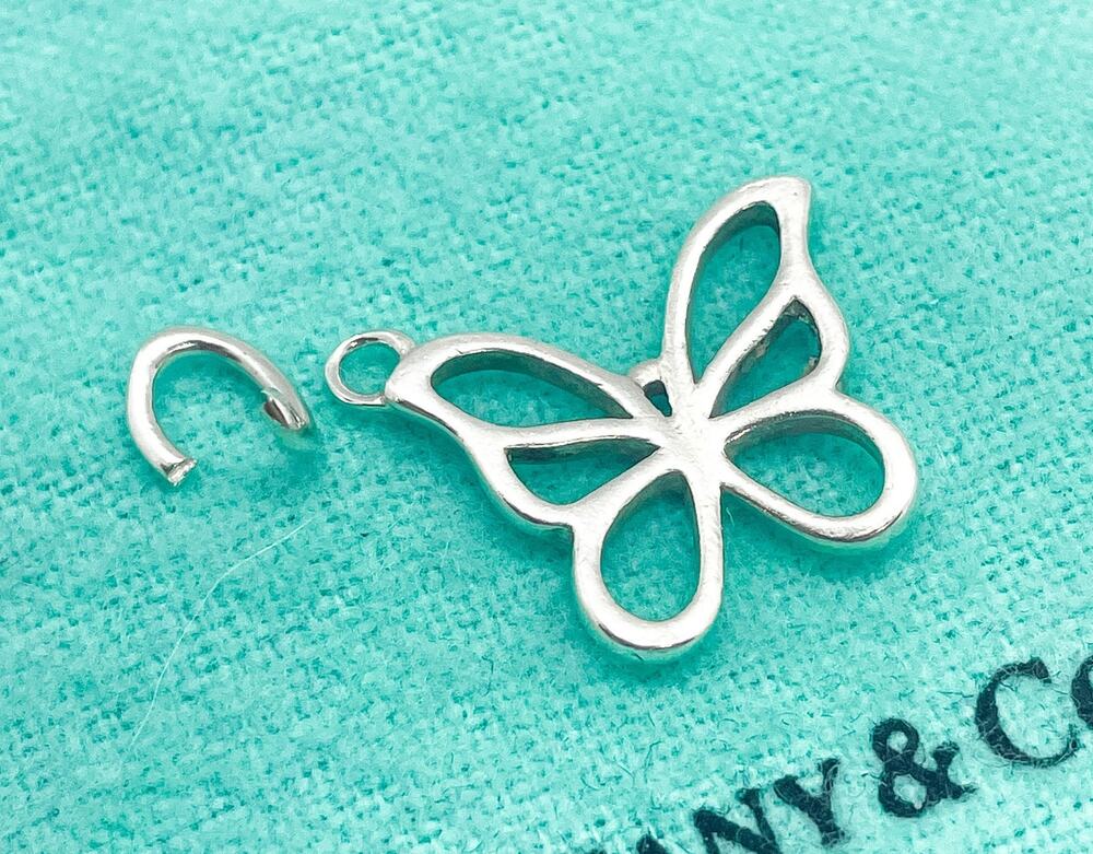 Tiffany & Co. Stencil Butterfly Pendant Charm Sterling Silver (Cut Jump Ring)